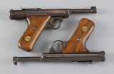 Matching pair of Haenel Air Pistols, .22 Caliber, with walnut grips, SN 1665 and 11656, these pistol