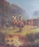 Original, double signed and numbered, Western Print by noted artist, the late G. Harvey, (1933-2017)