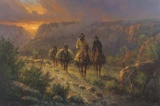 Original,  double signed and numbered, Western Print by noted artist, the late G. Harvey, (1933-2017