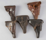 Collection of vintage leather Flap Holsters, made for Lugers and P-38s.  Will be sold as one .