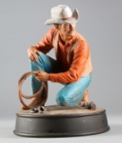 Signed, Pottery Cowboy Statue by 