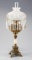 Signed Bradley & Hubbard, footed Parlor Lamp with crystal prisms, 31