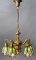 Heavy, high quality brass, 5-drop Hanging Light Fixture, circa 1920-1925, with five matching double