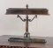 Beautiful, high quality Banker's Desk Lamp, antique brass patina with green polished marble base.  B