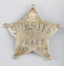 Dep. Sheriff City & CTY of Pratt Kansas Badge, 5-point ball star, 3 1/2