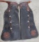 Outstanding pair of spotted two-tone leather Bat Wing Chaps marked 