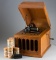Antique oak Case, Edison Amberola, cylinder player with metal interior horn, very good playing condi