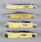 Collection of four Case Pocket Knives, one, two and three blades, all measure 4