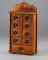 Early Victorian wooden, hanging Spice Cabinet with nine drawers, eight drawers are marked spices, bo