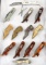 Collection of 13 Folding Knives, nine of which are gal-leg.  Gal-Leg Knife at top center is mother o