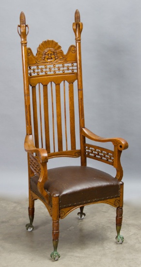 Scarce, antique oak Advertising Arm Chair, advertising "Mother's Corn", in excellent finish and cond