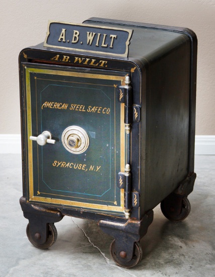 Fine condition, antique iron floor model Safe, manufactured by "A.B. Wilt, American Steel Safe Co.,