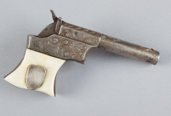 Period engraved Remington, No. 3 Vest Pocket Pistol, AKA "Saw Handle Derringer", manufactured 1865-1