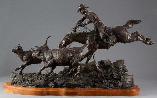 Original Western Bronze by noted artist, the late Skip Glomb (1935-1988), (American), Bronze is titl