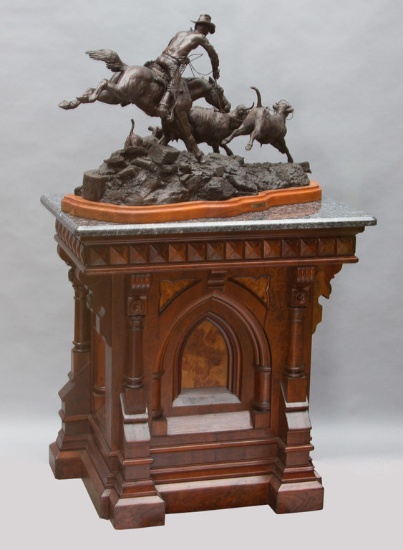 Ornate antique carved walnut Victorian Pedestal, circa 1880s-1990s, 36" tall x 36" wide x 24" deep,