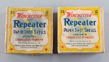 Two early Advertising Boxes for Winchester Repeater Paper Shot Shells:  One box has 15 unfired paper