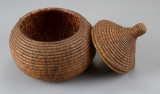 An early Native American Indian Basket with lid.  Excellent condition, 7