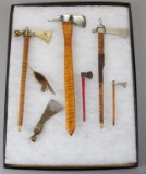 Collection of six hand made miniature Axes & Hatchets, made in Indian style, made by Pennsylvania ma