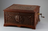 Regina Music Box, No.9, in beautiful carved walnut case, plays 15 1/2