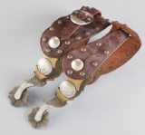 Fancy three piece Bit & Spur Set to include: A pair of hand engraved, double mounted Spurs by Colora