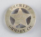 Sheriff J.H. Stern Ormsby Co. Badge, 5-point star in circle, 2 1/2
