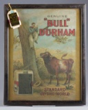 Scarce, authentic framed paper Bull Durham Color Lithograph Advertisement, marked lower left 