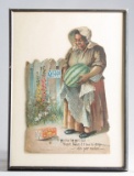 Vintage framed Die Cut, color advertisement for 