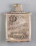 Police Department, City of New York, Sergeant Badge, square with eagle head crest, coin silver, 3