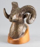 Original Bronze Sculpture by Clark Bronsen, dated 1970, No. 25 of 25, bust of Big Horn Ram, incredib