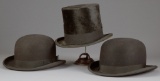 Group lot of three vintage Hats to include:  Derby 