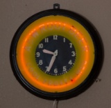 Vintage Tin Neon Advertising  Clock, circa 1940s, in working order, advertising 