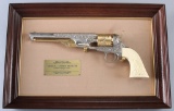 General Custer's Revolver, .36 Caliber Single Action, Presentation style with checkered grips, silve