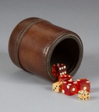 Vintage, heavy leather Dice Cup, 4