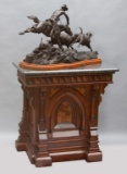 Ornate antique carved walnut Victorian Pedestal, circa 1880s-1990s, 36