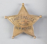 Chief of Police, Las Cruces, N.M., 5-point star Badge, 2 1/4