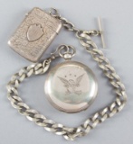 Waltham Watch Co., mans Hunting Case, key wind Pocket Watch in coin silver case, SN 5655.  Full spre