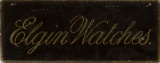 Original reverse painted on glass Advertising Sign for Elgin Watches, beveled glass edge, gold gilt