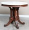 Beautiful Walnut Victorian oval, marble top Parlor Table with burl walnut trim, circa 1870, 28 1/2