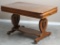 Very unique antique quarter sawn oak Library Table, circa 1910, with unusual base and top with doubl