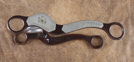 Unique iron Bit with hand engraved silver overlay on cheek, Bit was made by the late R.F. Ford, #244