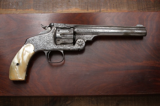 Antique cased engraved Smith & Wesson, New Model No. 3, Single Action Revolver, .44 Caliber, SN 1070