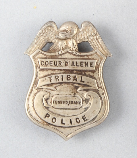 Coeur D'Alene Tribal Police, Tensed, Idaho Badge, shield shape with full spread eagle crest, 2 5/8"