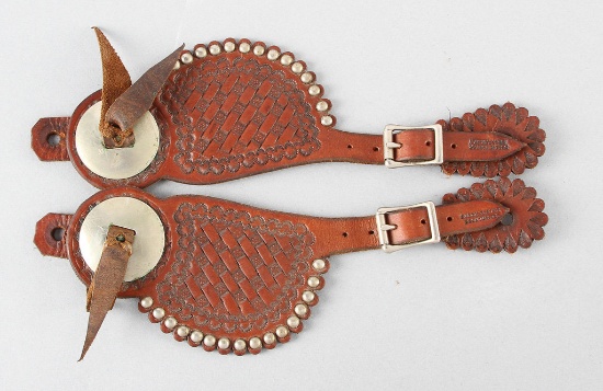 A pair of 2-piece basket weave Straps made by the late Buddie Foster, Decatur, Texas.  Straps have s