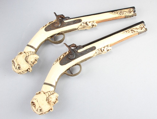 Pair of Replica, Percussion Dueling Pistols, one is SN 3887 the other is SN 3884, 9" barrels with la