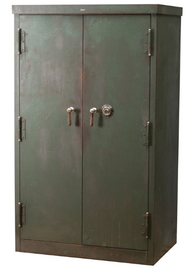 Globe, double door metal Gun Storage, with combination dial front, 63" T x 34 1/4" W x 23 1/4" D.