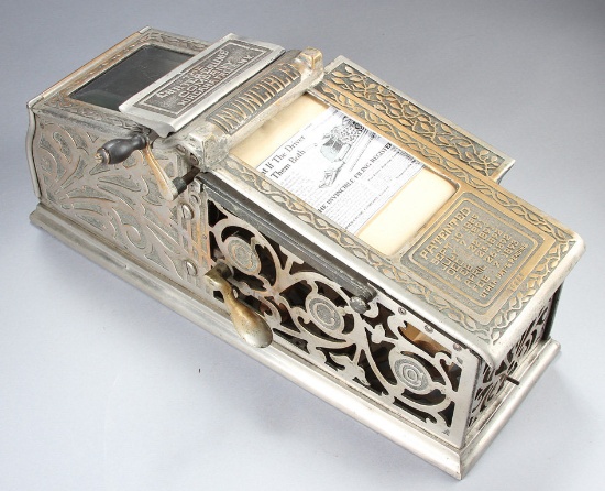 Antique and very ornate, nickel over brass Autographic "Invincible Filing Register", made by the Car