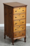 Antique five-drawer Music Stand, circa 1910, fancy quarter sawn oak case with original brass hardwar