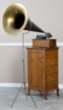 Antique, oak case, Edison Home Phonograph with original 