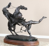 Original Bronze Sculpture by noted Montana artist Bob Wood, (1925-1999),  titled 
