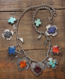 Highly sought after Necklace by Joan Slifka.  Signature piece with the stones on one side and the si